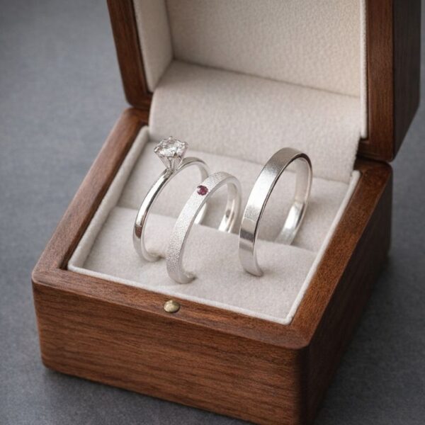 Trio de alianças em prata 925