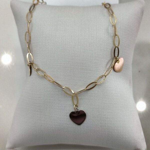 Pulseira feminina 3 Corações  em Ouro 18k /750