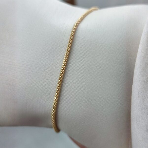 Pulseira Feminina Malha Pipoca em Ouro 18k /750